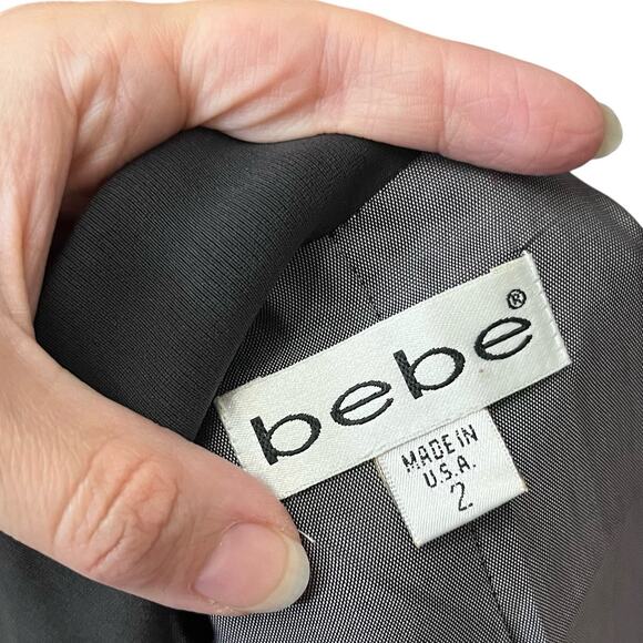Y2K Bebe Double Breasted Pea Coat Jacket Size 2 Gray Classic Minimalist Preppy - Picture 6 of 11
